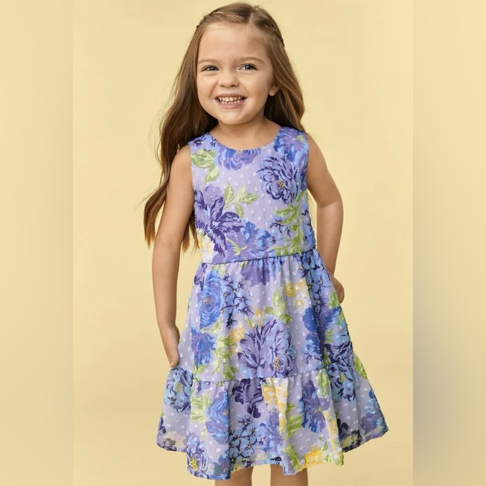 NWT! Children’s Place Floral Tiered Petal Purple Dress 3T